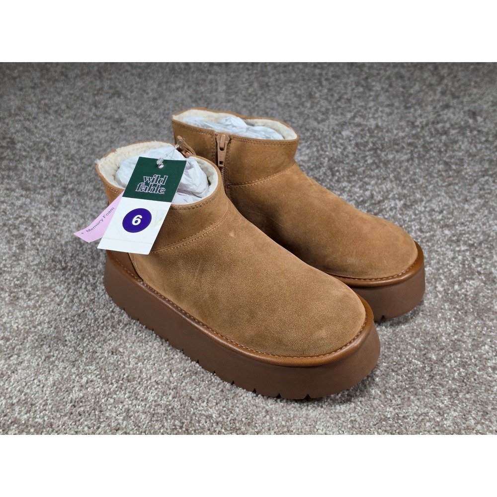 Wild Fable Women Chestnut Platform Ankle Boots Memory Foam Lug Sole 6 NEW